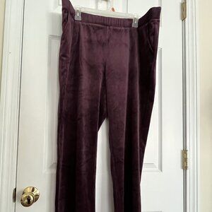 LADIES SIZE XL LORI GOLSTEIN LOGO PURPLE VELOUR ELASTIC WAIST PANTS